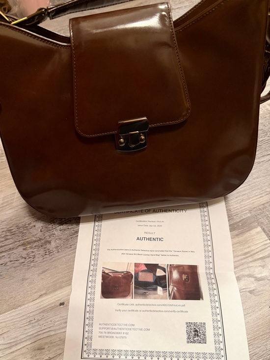 Handbags - Versace Leather Shoulder Bag in Dark Brown with COA